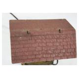 Handmade Stone Lantern Lamp With Mini Roofed House On Rock Base