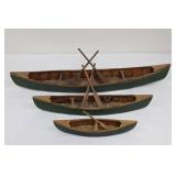 Vintage Wooden Canoe Set (Lot of 3)