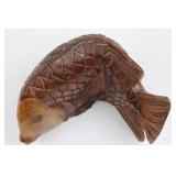 Hand-Carved Wooden Fish Sculpture - Rustic Folk Art, About 11 Inches Long