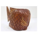 Hand-Carved Wooden Fish Sculpture - Rustic Folk Art, About 11 Inches Long