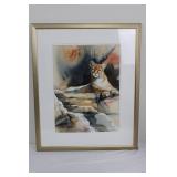 Michaelin Framed Cougar Watercolor Painting - 24.5 x 29.5 Inches