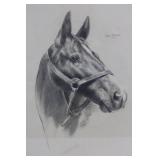 Geri Arnold Stars & Stripes - Graphite Horse Portrait, Signed 1962, Framed