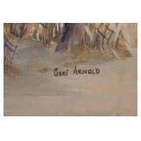 Geri Arnold Bison on the Plains Landscape Painting 13.5' x 13.5'