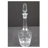 Crystal Glass Decanter with Stopper - Engraved Floral Pattern