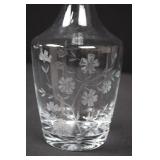 Crystal Glass Decanter with Stopper - Engraved Floral Pattern