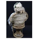 Porcelain Doll 15-Inch with Floral Crown and Beaded Bodice