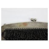 Vintage Beaded Evening Handbags With Engraved Metal Frames & Chains (Lot of 2)