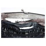 Vintage Beaded Evening Handbags With Engraved Metal Frames & Chains (Lot of 2)