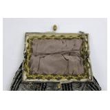 Vintage Beaded Evening Handbags With Engraved Metal Frames & Chains (Lot of 2)