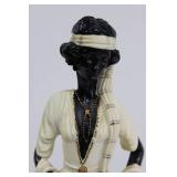 La Verona Collection Woman with Dog Figurine - Ivory Dress on Black Base