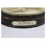 La Verona Collection Woman with Dog Figurine - Ivory Dress on Black Base