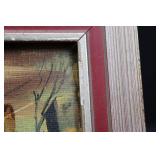 Framed Landscape Painting with Birds in Marsh - Multi-Layer Frame