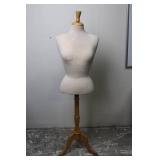 Dress Form Mannequin on Wooden Tripod Stand - Full Torso Display
