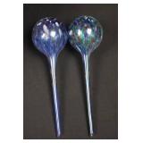 Pink Floral Chinese Porcelain Vase with Two Blue Glass Spoons (Lot of 3)