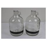 Two Glass One Gallon Jugs with Thermometer Band - Embossed ONE GALLON
