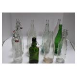 Assorted Glass Soda Bottles with Swing-Top Closures - Clear and Green