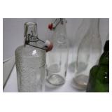 Assorted Glass Soda Bottles with Swing-Top Closures - Clear and Green