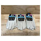 Women's Water-Resistant Leather Work Gloves, HydraHyde, Medium (lot of 3)