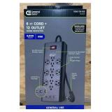 Commercial Eletric 6 FT Cord + 12 Outlet Surge Protector