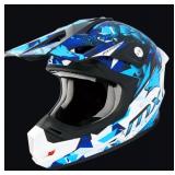 MX Force MHS39 Jet Motocross Helmet - Blue & White - Adult Size Medium - Brand New