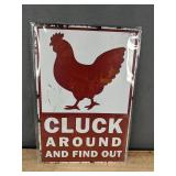 Cluck Around and Find Out Rooster 8' x 12' Metal Sign - Brand New