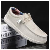 Beige Canvas Slip-On Casual Patriotic Shoes - Men's 7 / Women's 8 - Brand New