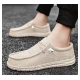 Beige Canvas Slip-On Casual Patriotic Shoes - Men's 7 / Women's 8 - Brand New