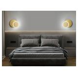 LED Gold Wall Sconces, Set of 2 Acrylic Wall Lights Fixture 6000K White Light for Living Room, Bedroom or Hallway - Brand New