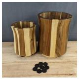 2 Waden Kitchens Utensil Holders - Small & Large Striped Wood - Brand New