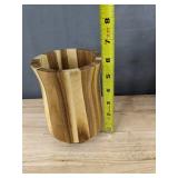2 Waden Kitchens Utensil Holders - Small & Large Striped Wood - Brand New