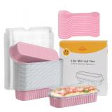 LNYZQUS 6.8oz Mini Loaf Pans with Lids and Spoons - 25 Pack - Brand New