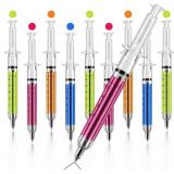 Syringe Medical Theme Black Ink Pen Set, 48-Pack, Neon Colors - Brand New