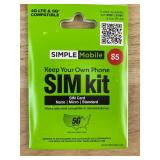 Simple Mobile SIM Kit 4G LTE & 5G Compatible Nano/Micro/Standard, 6-Pack - Brand New