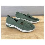 Green Knit Slip-On Shoes - Women