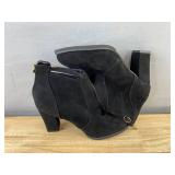 Suede-Like Black Ankle Boots with Side Zip and Strap, Women