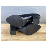 Suede-Like Black Ankle Boots with Side Zip and Strap, Women