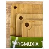 WANGMUXIA 100% Organic Bamboo Cutting Board 3 Piece Set - Brand New
