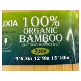 WANGMUXIA 100% Organic Bamboo Cutting Board 3 Piece Set - Brand New