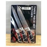 3 Piece High Carbon Stainless Steel Kitchen Knife Set - Brand New