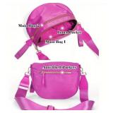 Oversized Bum Bag Rose Red Nylon - Zipper Closures - Brand New