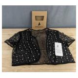Bridalvenus Pearl Wedding Bolero Shrug - Women's Size S - Black Rhinestone - Brand New