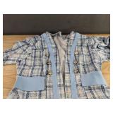 Blue Plaid Jacket & Skirt Set - Women's Size M - Brand New