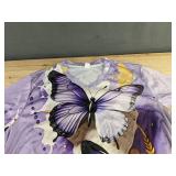 Butterfly Print Women's Pajama Set - Purple - Size XL - Brand New