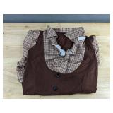 Brown Plaid Top with Vest - Women's Size Large - Brand New