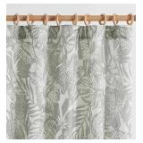 2 Jinchan Linen Curtains 50 in W x 84 in L Gray Floral - Brand New *A