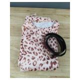 Pink Leopard Print Floor Length Long Sleeve Dress - Belt Included - Women's Size S - Brand New