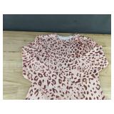 Pink Leopard Print Floor Length Long Sleeve Dress - Belt Included - Women's Size S - Brand New