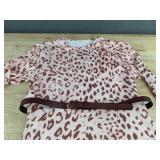 Pink Leopard Print Floor Length Long Sleeve Dress - Belt Included - Women's Size S - Brand New