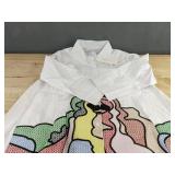 OSHOPLIVE Women's White Button-Up Top - 3/4 Sleeves - Size XL - Brand New