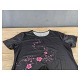 Dress - Women's Size XL Black Floral Print with Pink Flowers - Brand New